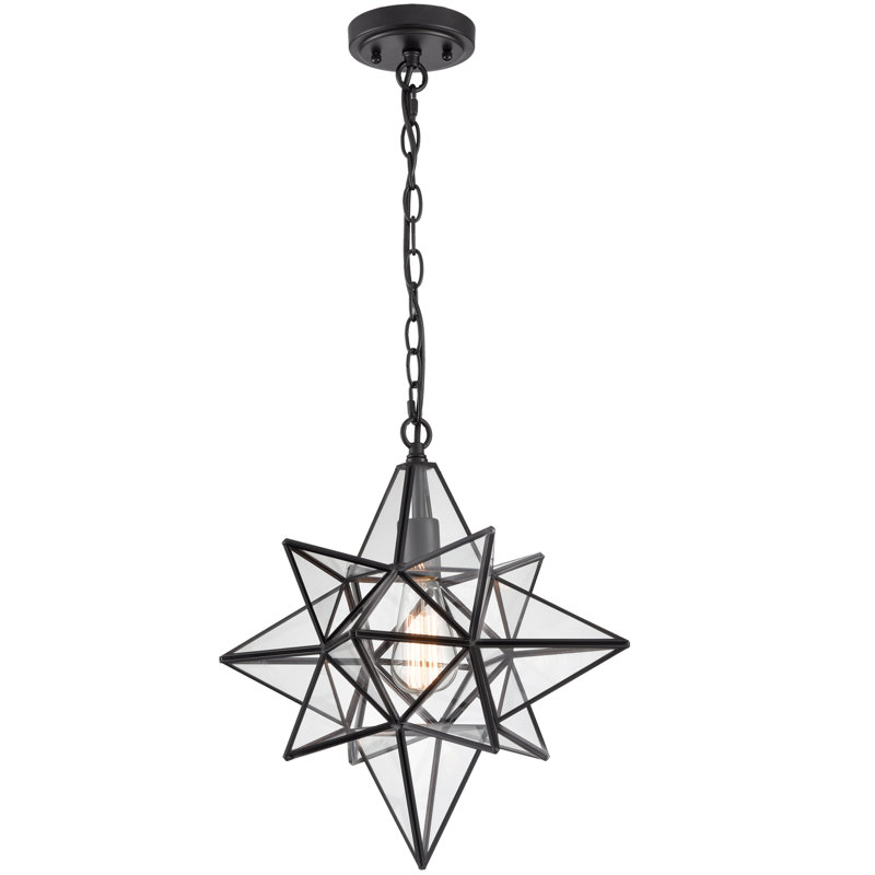 Corrigan Studio® Moravian Star Light Modern Black Pendant Lights Clear